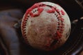 closeup of old grunge baseball