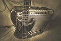 Retro bass guitar with amplifier Royalty Free Stock Photo