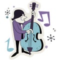 Retro Bass Player Illustration Royalty Free Stock Photo