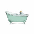 Retro bathtub with bath duck and water