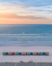 Retro Beach Huts shot at Muizenberg Beach Cape Town South Africa