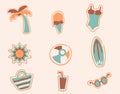 Retro beach icons set 2