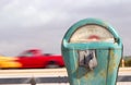 Retro beach meter and truck Royalty Free Stock Photo