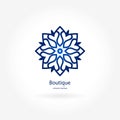 Retro beautiful circular logo for boutique, flower shop, business, interior. Company mark, emblem, element. Simple mandala.