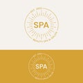 Retro Beauty Spa with Sun Stamp Logo Design Template