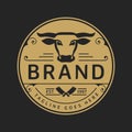 Retro Beef Butcher Shop Logo Design Vector