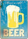 Retro beer enamel sign