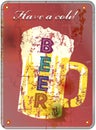 Retro beer enamel sign, vector