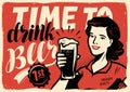 Retro beer poster. Vintage sign advertising ale. Pub vector illustration