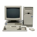 Vintage computer with monitor keyboard and mouse on white background Royalty Free Stock Photo