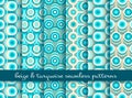 Retro beige and turquoise seamless patterns