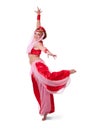 Retro belly dancer making an arabesque