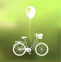 Retro bicycle with air balloon. Vector illustration on green Royalty Free Stock Photo