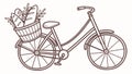 Retro Bicycle with Basket of Bread, Nostalgic Charm, vector design Generative AI Royalty Free Stock Photo