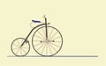 Retro bicycle of brown color on a light yellow background. side view