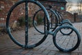 Retro bicycle parking. Royalty Free Stock Photo