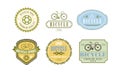 Retro bicycle sport logo set, badge can be used for bike or repair shop, cycling club, sport extreme activity vector Royalty Free Stock Photo