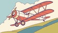 Retro Biplane - Old-Fashioned Airplane Vector Illustration, vector design Generative AI Royalty Free Stock Photo