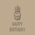 Retro Birthday card on a brown background isolated