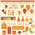 Retro Birthday Celebration Design Elements Royalty Free Stock Photo