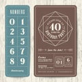 Retro birthday party invitation card with editable numbers