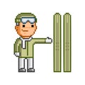 Retro 8 bit pixel skier