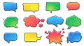 Retro 8-bit speech bubble. Cartoon speech bubbles game comic message frames, 3D chat dialogue boxes with thought and