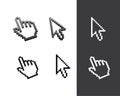 Retro Black Pixel Computer Cursor Set. Vector