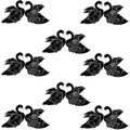 Retro black swans pattern, great design for any purposes. Black swans in cartoon style on white background. Follow your heart Royalty Free Stock Photo