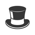 Retro Black Top Hat Icon on White Background. Vector Royalty Free Stock Photo