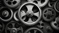 Retro black and white background of industrial cogs or gears with movement Royalty Free Stock Photo