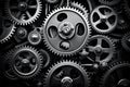 Retro black and white background of industrial cogs or gears with movement Royalty Free Stock Photo