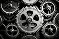 Retro black and white background of industrial cogs or gears with movement Royalty Free Stock Photo