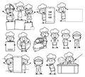 Retro Black and White Comic Chef - Set of Concepts Vector illustrations