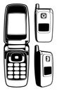 Retro Black and White Flip Cell Phone Communications Vector Graphic Illustration Royalty Free Stock Photo