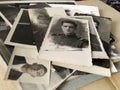 Retro black and white pictures in family album