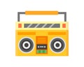 Retro blaster cassette tape recorder stereo record equipment audio music sound player vector illustration. Royalty Free Stock Photo