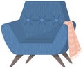 Retro blue colored armchair. Living room furniture design concept modern home interior element Royalty Free Stock Photo