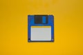 Retro blue diskette with blank label Royalty Free Stock Photo