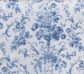Retro Blue Floral Pattern Fabric Background