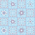 Retro Blue Kitchen Quilt Patchwork Tile Pattern