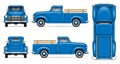 Retro blue pickup vector illustration Royalty Free Stock Photo