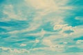 Retro Blue Summer Sky And Clouds Royalty Free Stock Photo