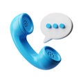 Retro blue telephone receiver with a speech bubble indicating communication Royalty Free Stock Photo