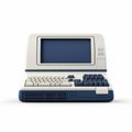 Retro Blue And White Handheld Computer - Detailed 2d Toy Isolated On White