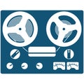 Retro bobbin reel-to-reel tape recorder vector icon