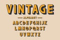 Retro bold font and alphabet. Strong letters with long shadows in vintage style. Retro typography