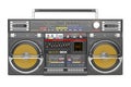 Retro boombox ghetto blaster , radio and audio tape recorder isolated on white