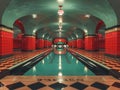 Retro bowling alley with vintage lanes and a classic snack bar Royalty Free Stock Photo