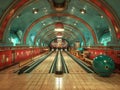 Retro bowling alley with vintage lanes and a classic snack bar Royalty Free Stock Photo